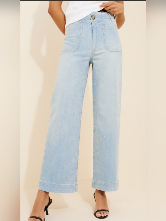 Anthropologie Denim - Anthropologie Maeve Sparkle Wide Leg High Waist Jeans